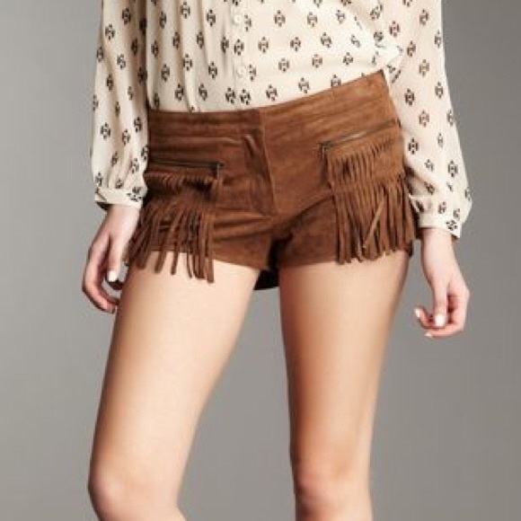 BCBG Fringe Suede Shorts - Picture 2 of 2